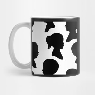 Child Silhouettes - Black on White Background Mug